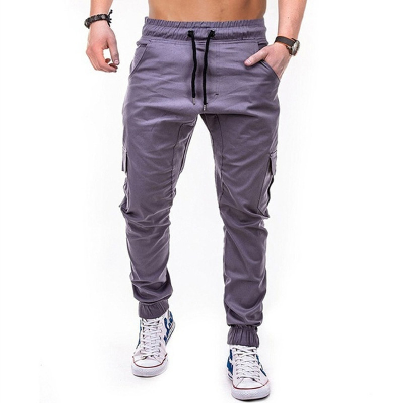 Pantaloni multitasche con coulisse da uomo europei popolari, pantaloni cargo casual da jogging_voghion.com