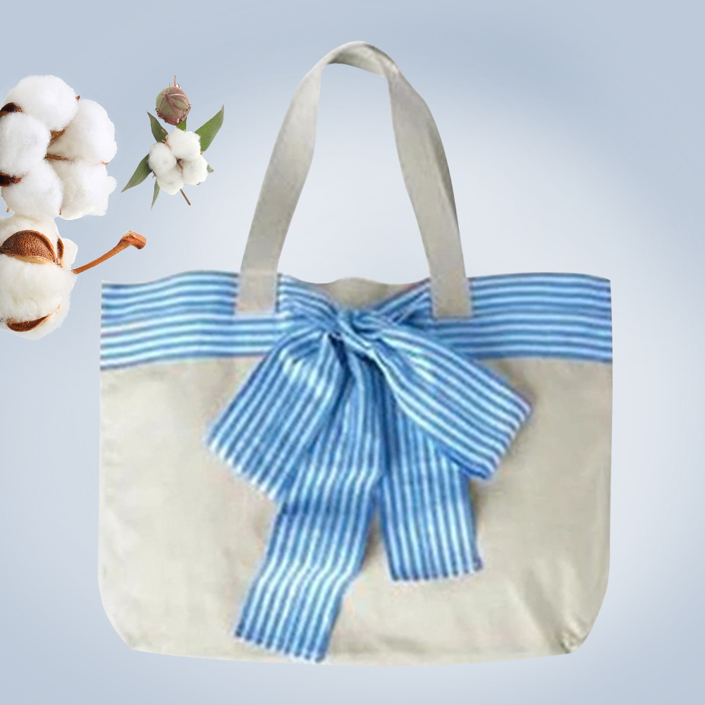 深圳免费设计创意蝴蝶结环保纯棉手提袋帆布购物手提袋工厂定制