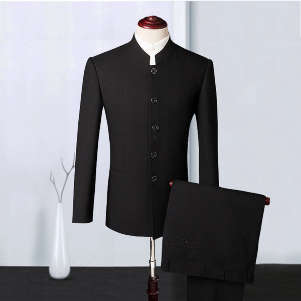 Stand collar Zhongshan suit for young men self-cultivation Chinese stand collar Chinese bridegroom wedding dress Chinese