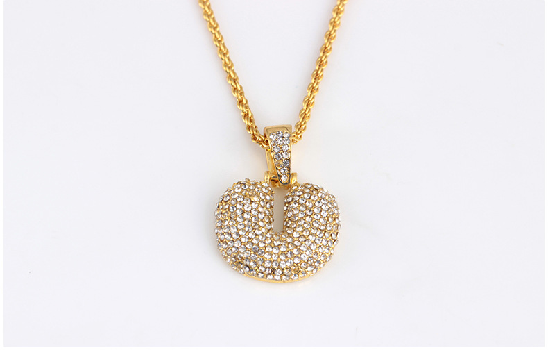 1 Piece Fashion Letter Alloy Inlay Rhinestones Unisex Necklace display picture 3