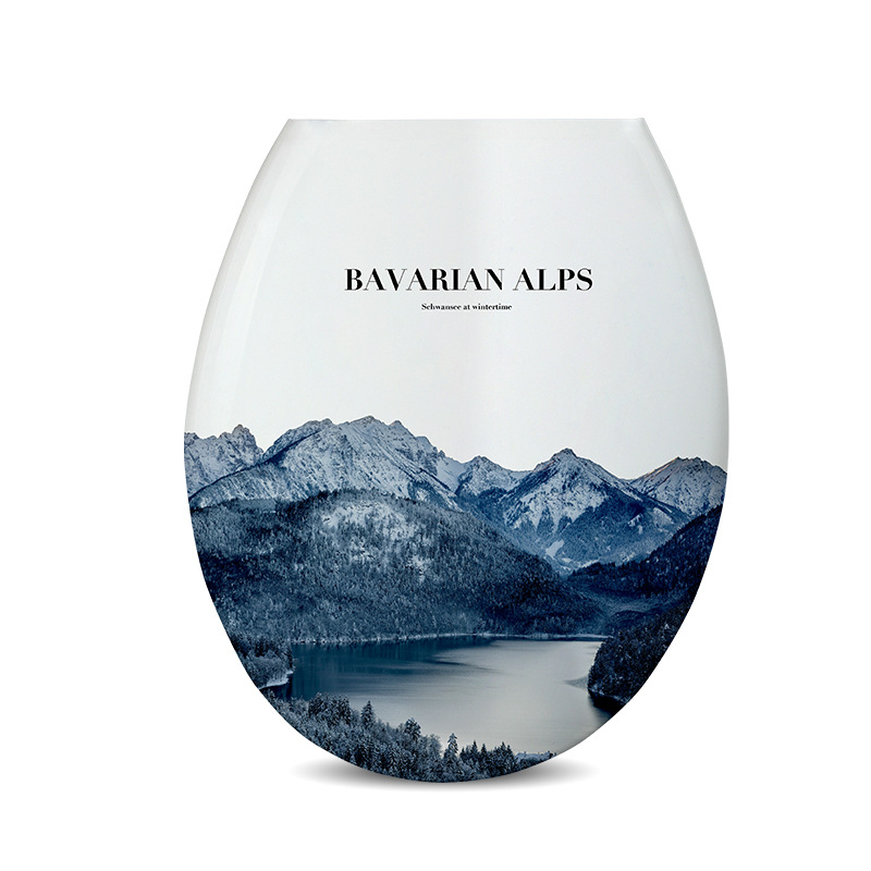 Impreso engrosado PP Universal en forma de U cubierta de inodoro de plástico asiento de inodoro de estilo europeo cubierta de la Junta de inodoro accesorios de tocador