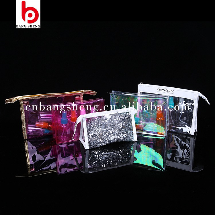 按需制造 手提塑料自封袋  立体简约护肤品收纳袋  透明拉链袋