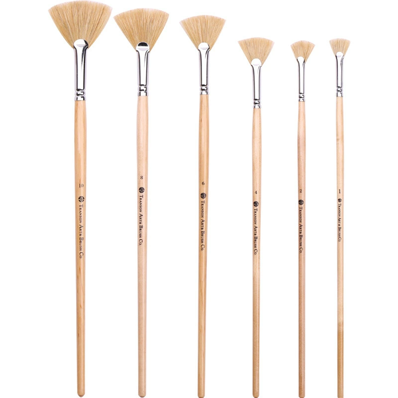 Fan Brush, Natural Boar Bristle, Wooden Handle, Sizes 1–10, 21 cm Length