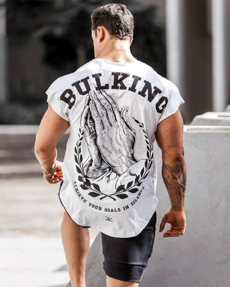 Bulking Printed Mens Designer Tshirts Exercise Clothing Summer Male