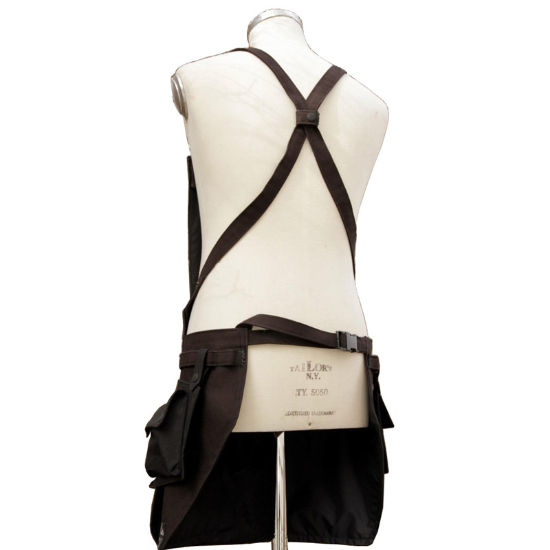 多口袋时尚帆布纯棉围裙多色工作咖啡师厨房烧烤围裙可定制LOGO