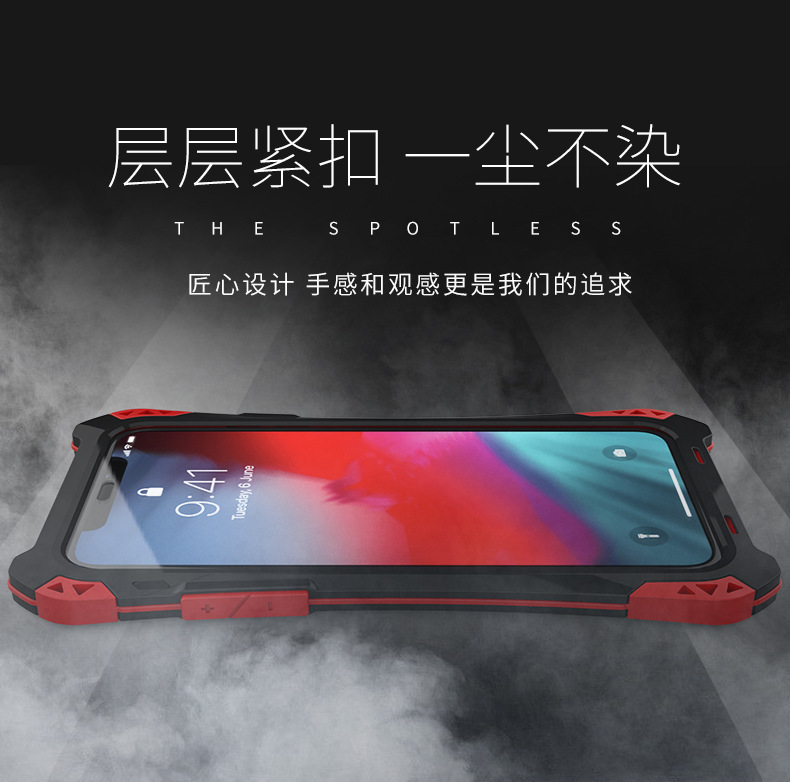 R-Just Amira Heavy Duty Dirtproof Shockproof Rainproof Aluminum Metal Bumper Carbon Fiber Back Cover Case for Apple iPhone XS Max & iPhone XR & iPhone XS