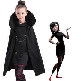 圣诞节儿童演出服装吸血鬼梅菲斯公主装黑色披风cosplay舞会装扮