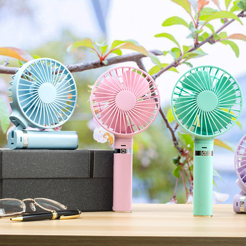 可折叠三合一带充电宝夜灯马卡龙色户外USB手持风扇迷你小电风扇|ru
