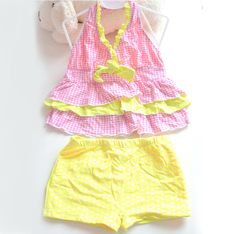 ZK71200107 pink plaid yellow polka dot split