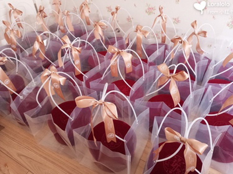 透明正方手提袋 鲜花袋插花配材袋糠果婚庆婚礼品手提