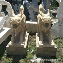 廠家銷售漢白玉石雕麒麟工藝品 庭院門口歐式動物石雕 動物雕刻