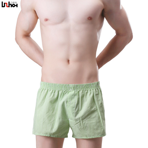 Grid loose and comfortable breathable cotton men's straight-leg pants men's arrow pants briefs 14010