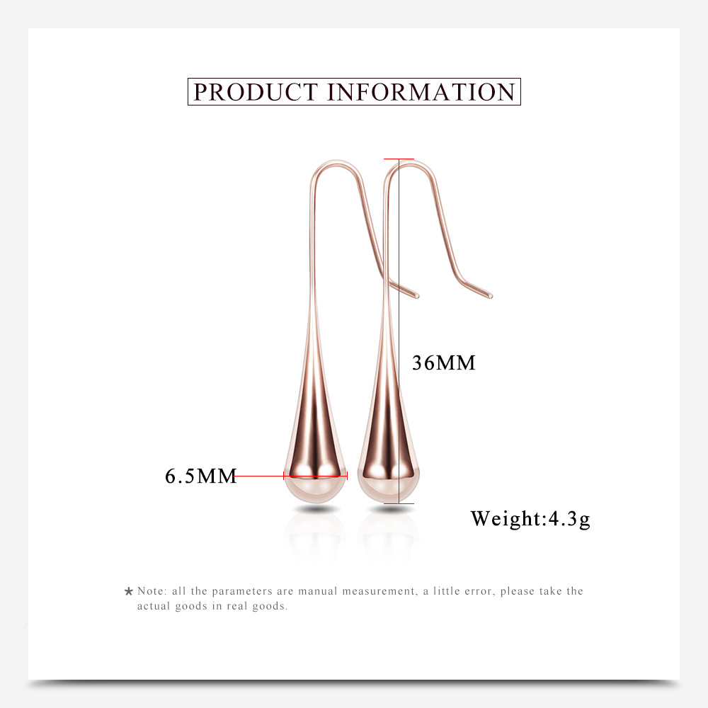 8g Weight Drop Earrings Classification 1 Pair Elegant Water Droplets Titanium Steel Plating Drop Earrings