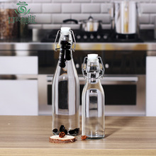 創意玻璃瓶子密封罐帶蓋牛奶瓶果汁瓶家用卡扣飲料瓶密封瓶酒瓶