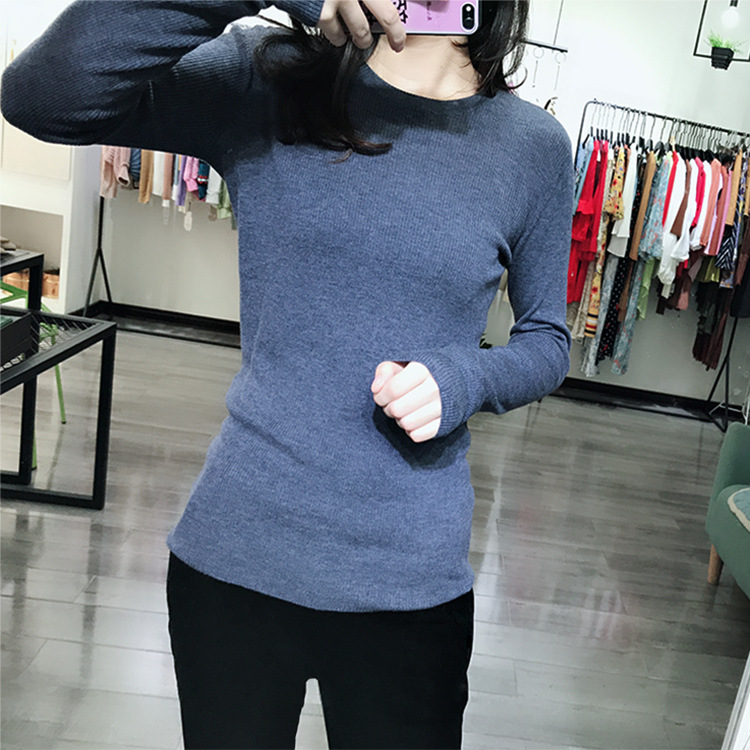 Fine worsted 60 Cashmere T-shirts Long sleeve Rib High elastic Self cultivation Sweater On behalf of