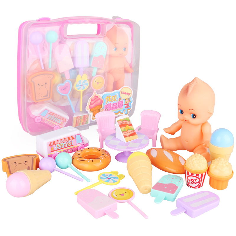 儿童益智甜品屋过家家玩具手提箱套装男女孩宝宝厨房食物雪糕玩具