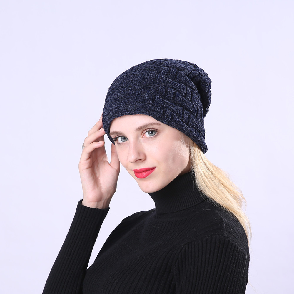 Cappello lavorato a maglia al chiaro di luna da sci all'aperto con pullover in ciniglia da uomo e da donna in velluto ispessito a doppio strato invernale_voghion.com