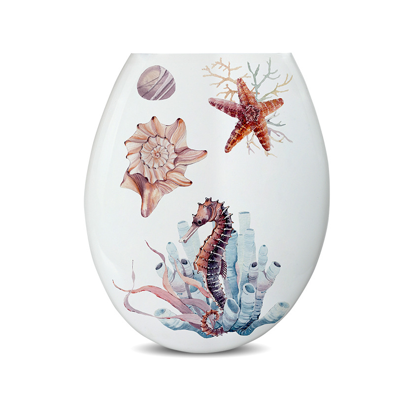 Impreso engrosado PP Universal en forma de U cubierta de inodoro de plástico asiento de inodoro de estilo europeo cubierta de la Junta de inodoro accesorios de tocador