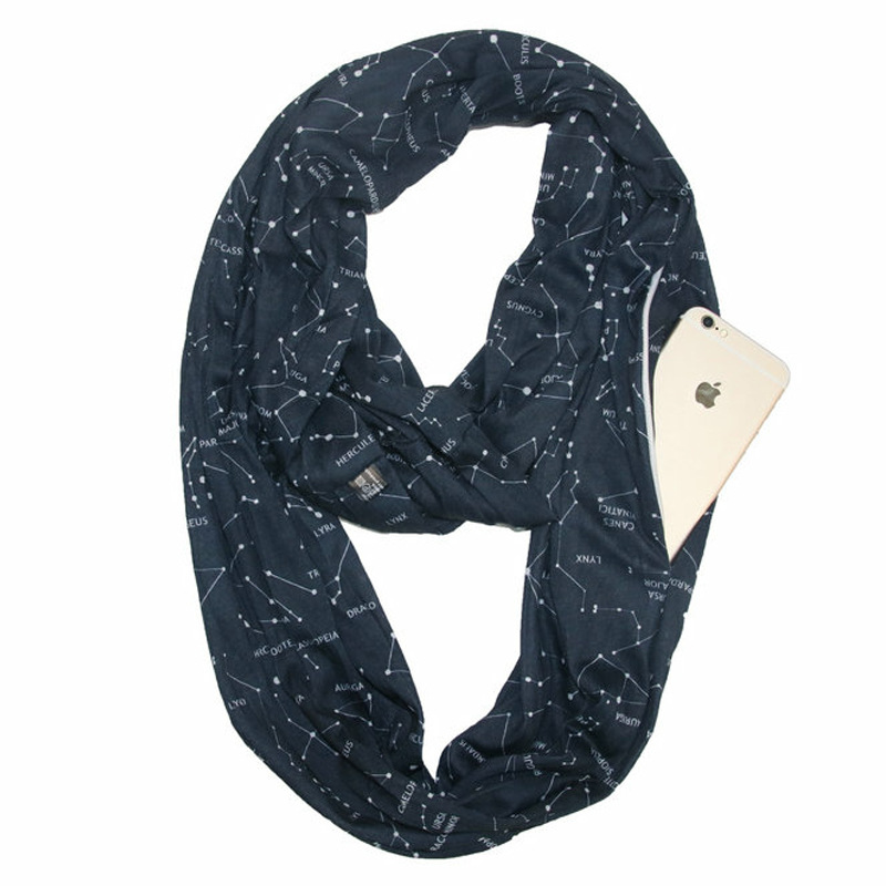 Wholesale Europe And America Autumn And Winter Star Scarf Warmth Fashion Storage Zipper Pocket Scarf display picture 3