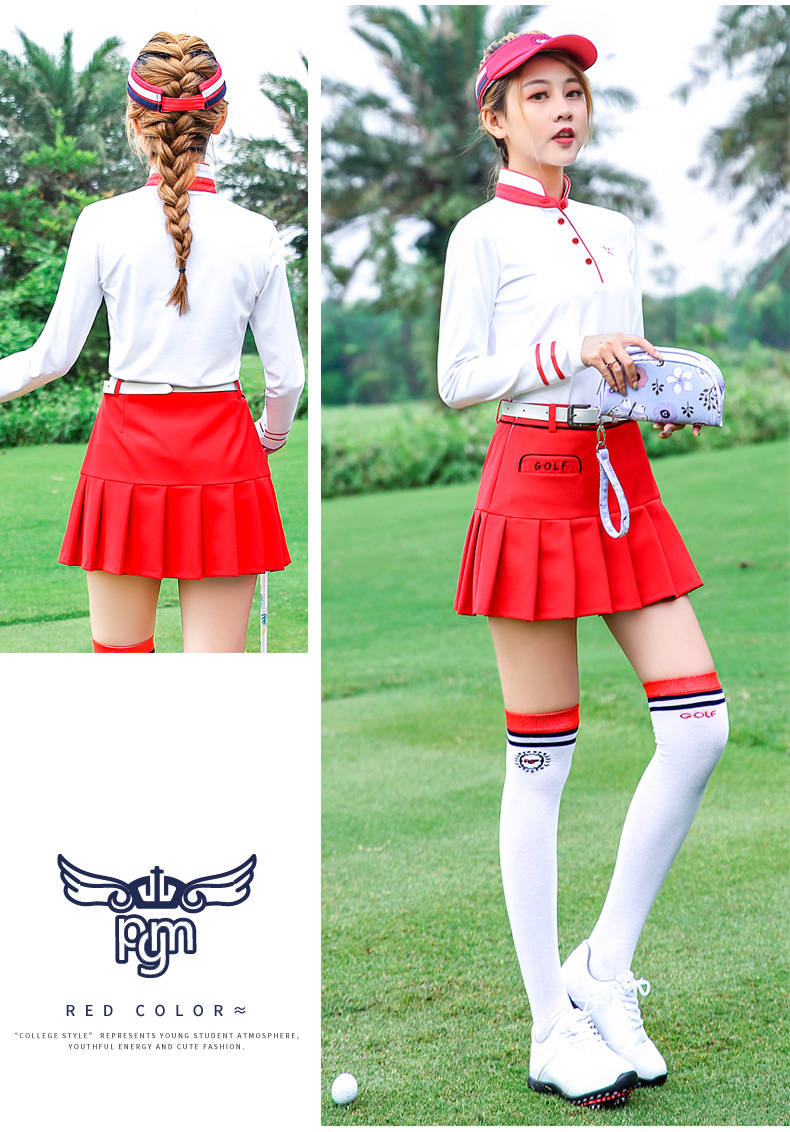 Bộ quần áo golf nữ PGM dài tay mặc trong mùa thu đông — Áo màu xanh hải quân màu trắng YF160, Áo đỏ trắng YF160, YF144 phiên bản dày màu trắng, Áo đỏ trắng YF160 [loại mỏng] chi tiết 32