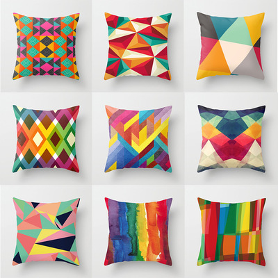 18'' Pillow Case Cushion Cover Nordic magic geometric abstract color pillow cover office sofa cushion car cushion polyester pillow cover