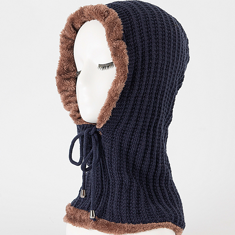 Stickad balaclava för dam och herr, varm randig vintermössa_voghion.com