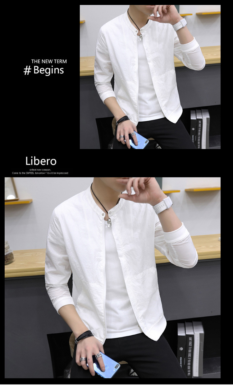 2021 Sommer Neue Einfarbige Casual Sonnenschutz Herren Dünne Schlanke Modejacke, Eine Größe Kleiner_voghion.com