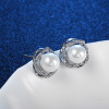 Silver needle, fashionable universal earrings from pearl, silver 925 sample, city style, internet celebrity