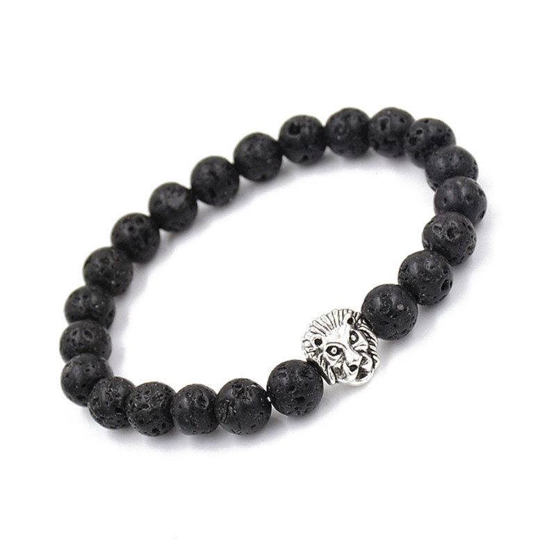 Neues Produkt   Hot Sale Achat Perlen Armband Lava Vulkan Stein Löwenkopf Buddha Perlen Armband display picture 2