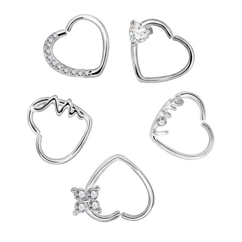 Stainless Steel Hot Sale Love Zircon Nose Ring Multi-function Earrings Ear Bone Nail Piercing display picture 1