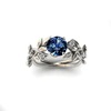 Accessory, fashionable zirconium, jewelry for princess, wedding ring, sapphire ring with stone, flowered, European style