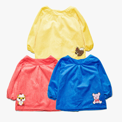 灯芯绒秋冬卡通贴布绣宝宝罩衣 反穿衣 食饭衣 儿童罩衣