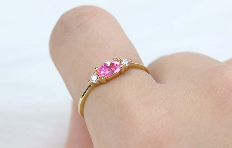 Casual Letter Copper Inlay Zircon Rings 1 Piece