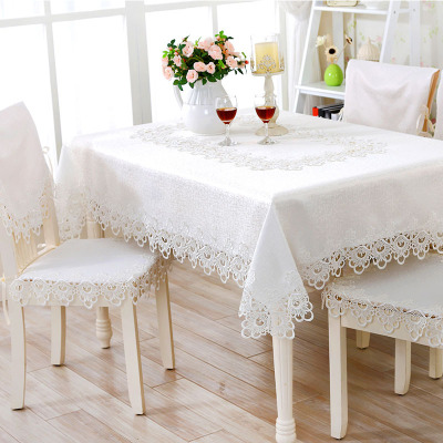 Fabric art Tablecloths Table mat European style white Lace tablecloth Square table round table Seat covers Hollow Lace Coffee table cloth