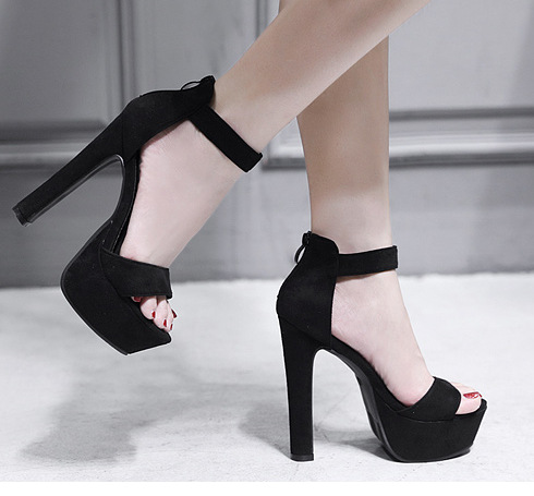 厂家速卖通亚马逊水台粗跟一字高跟鞋凉鞋 0083-H