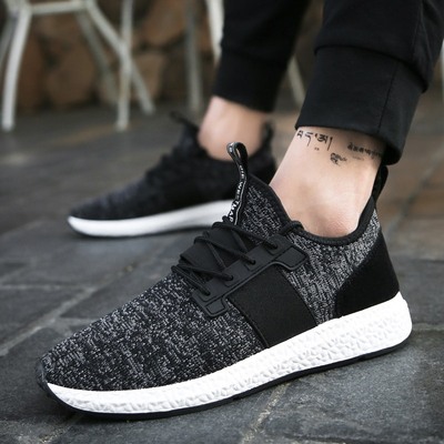 2019春夏男鞋韩版男士休闲鞋透气耐磨飞织运动鞋子潮厂家批发代发