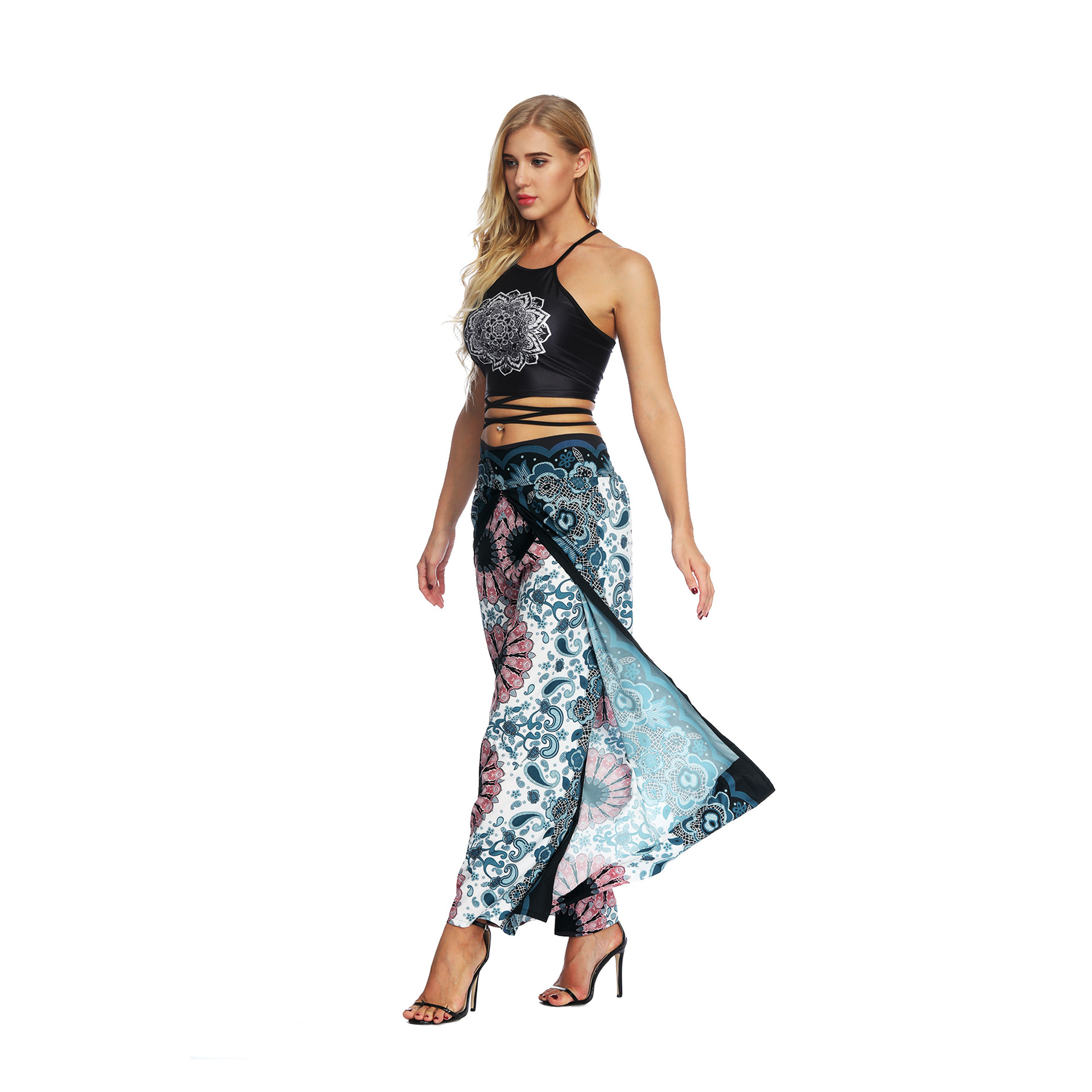 digital printing high-waist wide-leg pants wholesale women s clothing Nihaostyles NSMDF67677