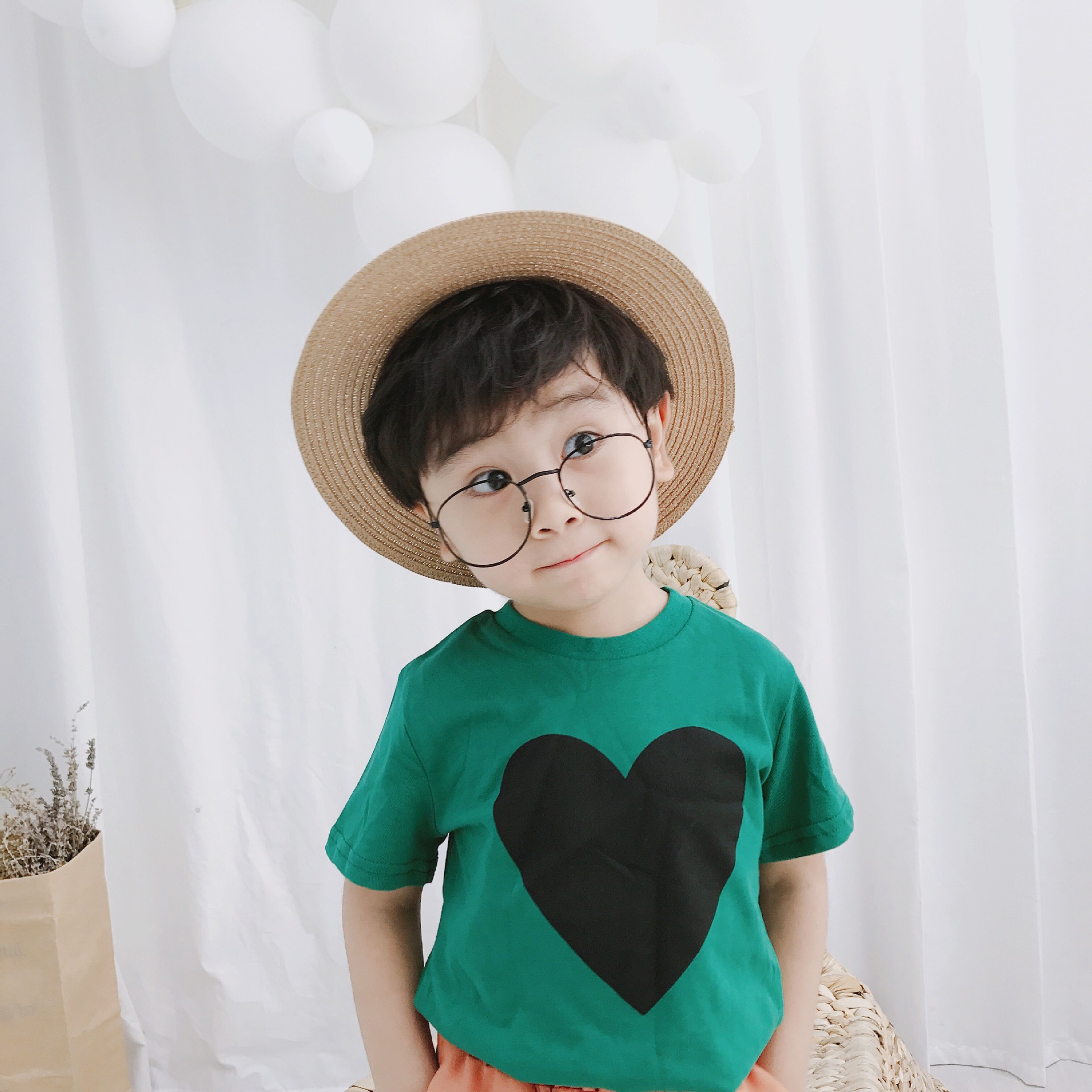 TTCHILD summer New products Korean Edition men and women love pattern Short sleeved baby Tricolor Versatile printing Short t