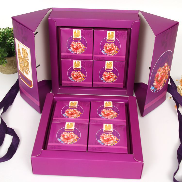 4/6/8粒月饼包装礼盒现货  天地盖中秋礼盒 抽拉月饼盒免费设计