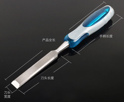 Woodworking chisel chrome vanadium steel flat chisel 6-38MM two-color special steel through-core handle wood chisel flat shovel chisel blade wholesale