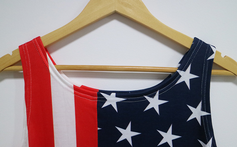 Color Block Asymmetrical Maxi Dress American Flag Print Strapless Elegant Summer Occasion Wholesale Available