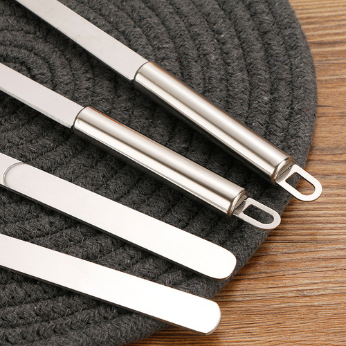 Stainless steel barbecue knife and fork set flat handle round handle extended handle barbecue fork roast lamb leg knife and fork western food knife and fork wholesale