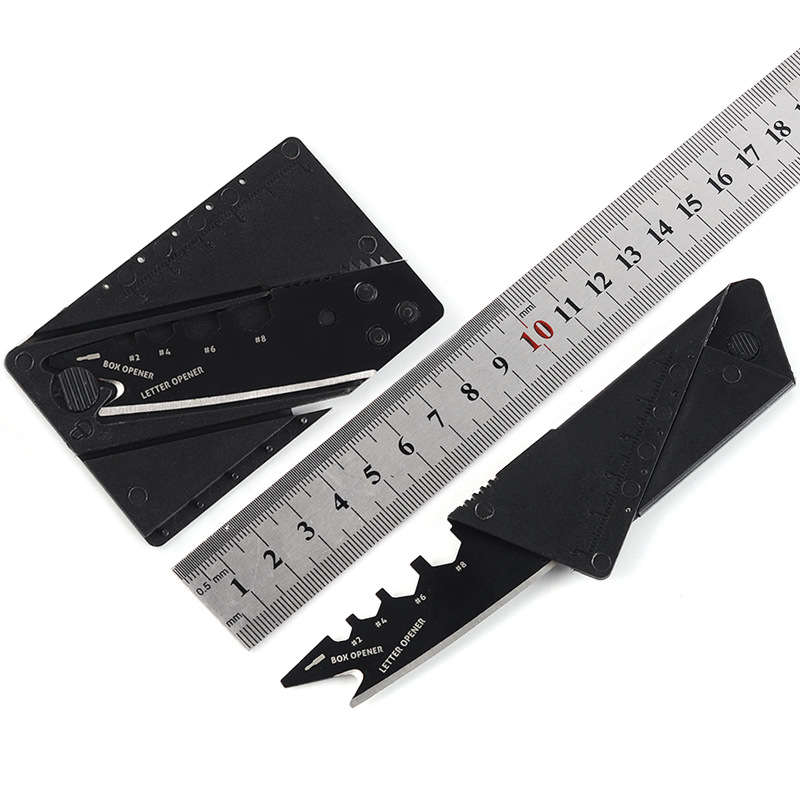 现货批发 不锈钢工具卡片刀 黑色多功能折叠刀 信用卡折刀