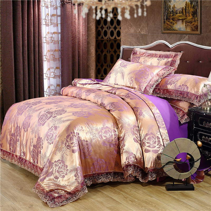 European style satin jacquard four-piece...