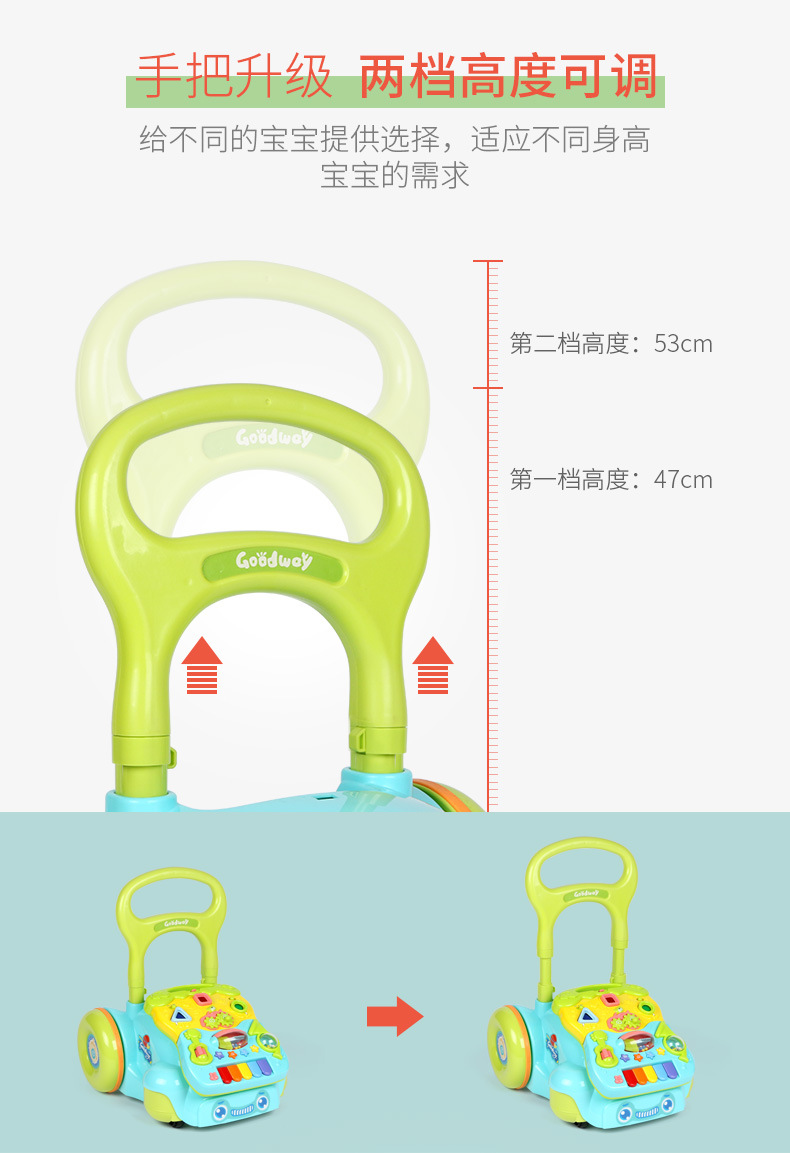 谷雨婴儿手推车 宝宝多功能音乐学步车 儿童防侧翻助步车详情图7