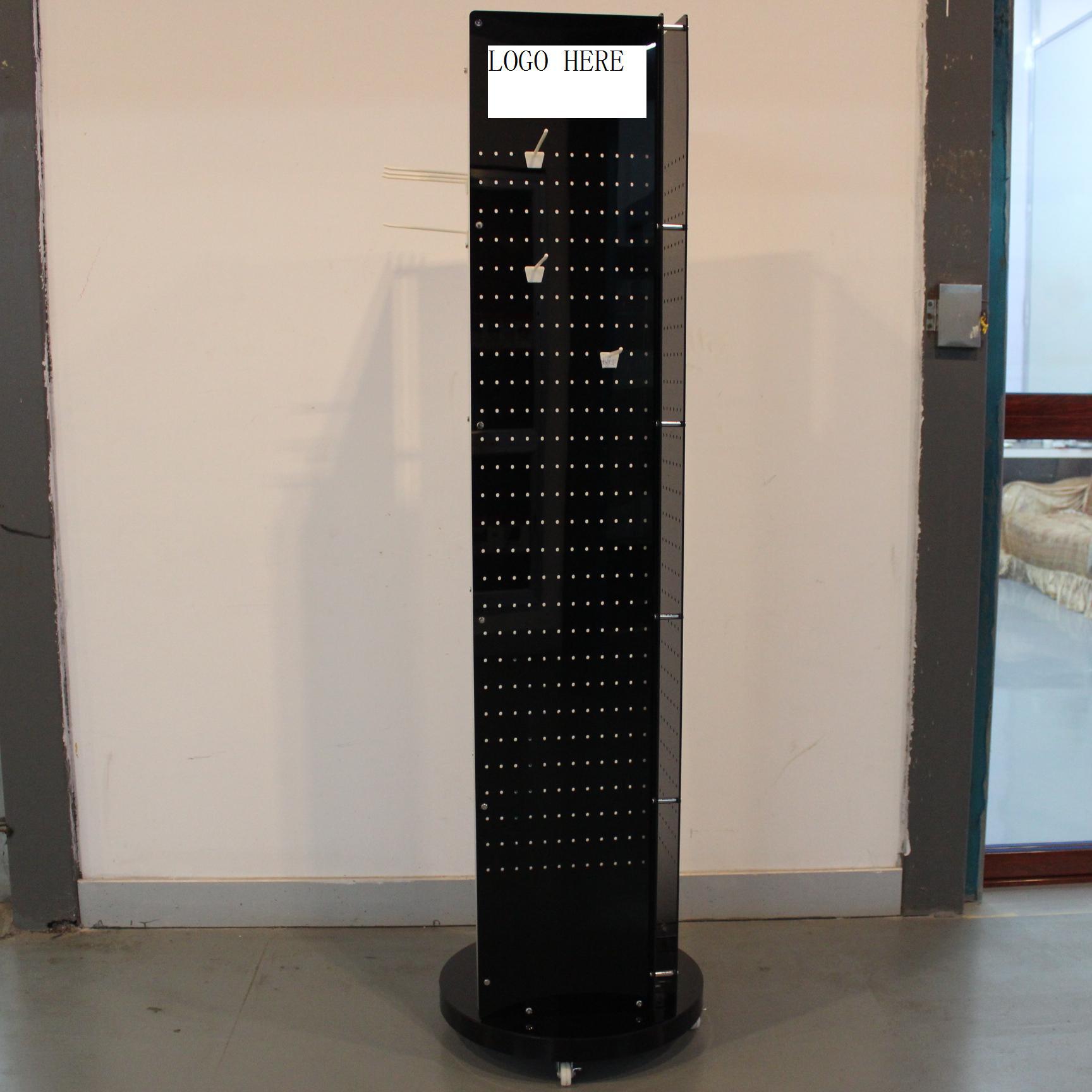 义乌韦海新设计 落地可旋转4面带挂钩亚克力饰品展示架