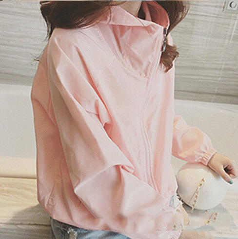 new pattern Easy Hooded Long sleeve Baseball Sunscreen pinkycolor coat Sunscreen coat 2019