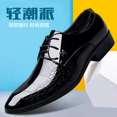 春季新款韓版尖頭系帶潮鞋時尚皮鞋商務正裝休閒外貿跨境大碼男鞋