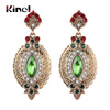 Accessory, ethnic retro crystal, metal earrings handmade, European style, with gem