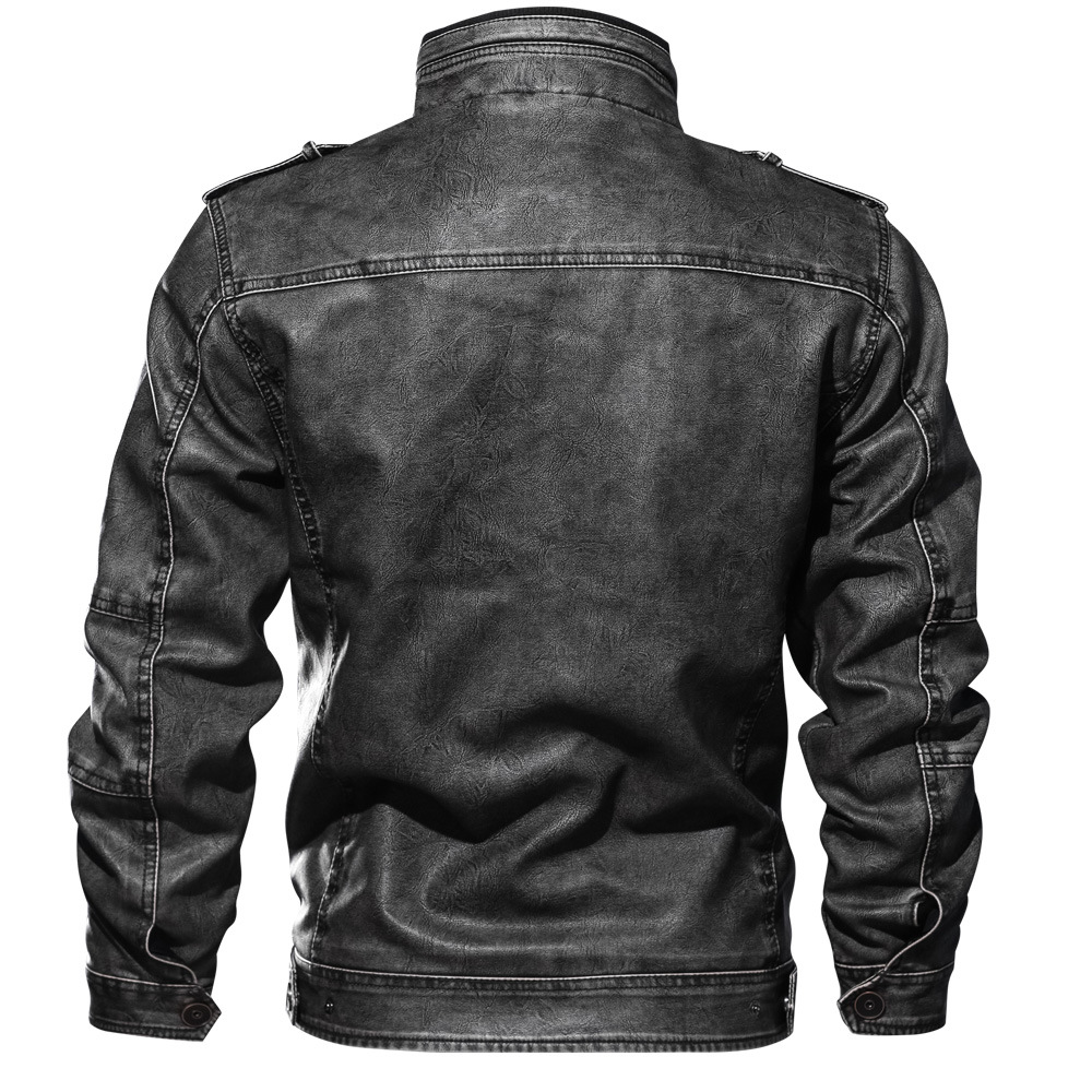 Autumn and Winter 3D New PU Leather Jacket Motorcycle Coat men_voghion.com